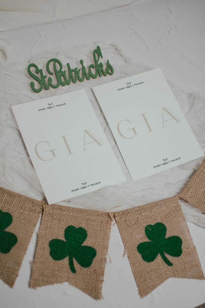 Irish Invitation Mockup - Double Invitation Mockup - Saint Patricks Day Mockup - St. Patties Day Mockup - St. Patricks Mockup - Boho Mockup