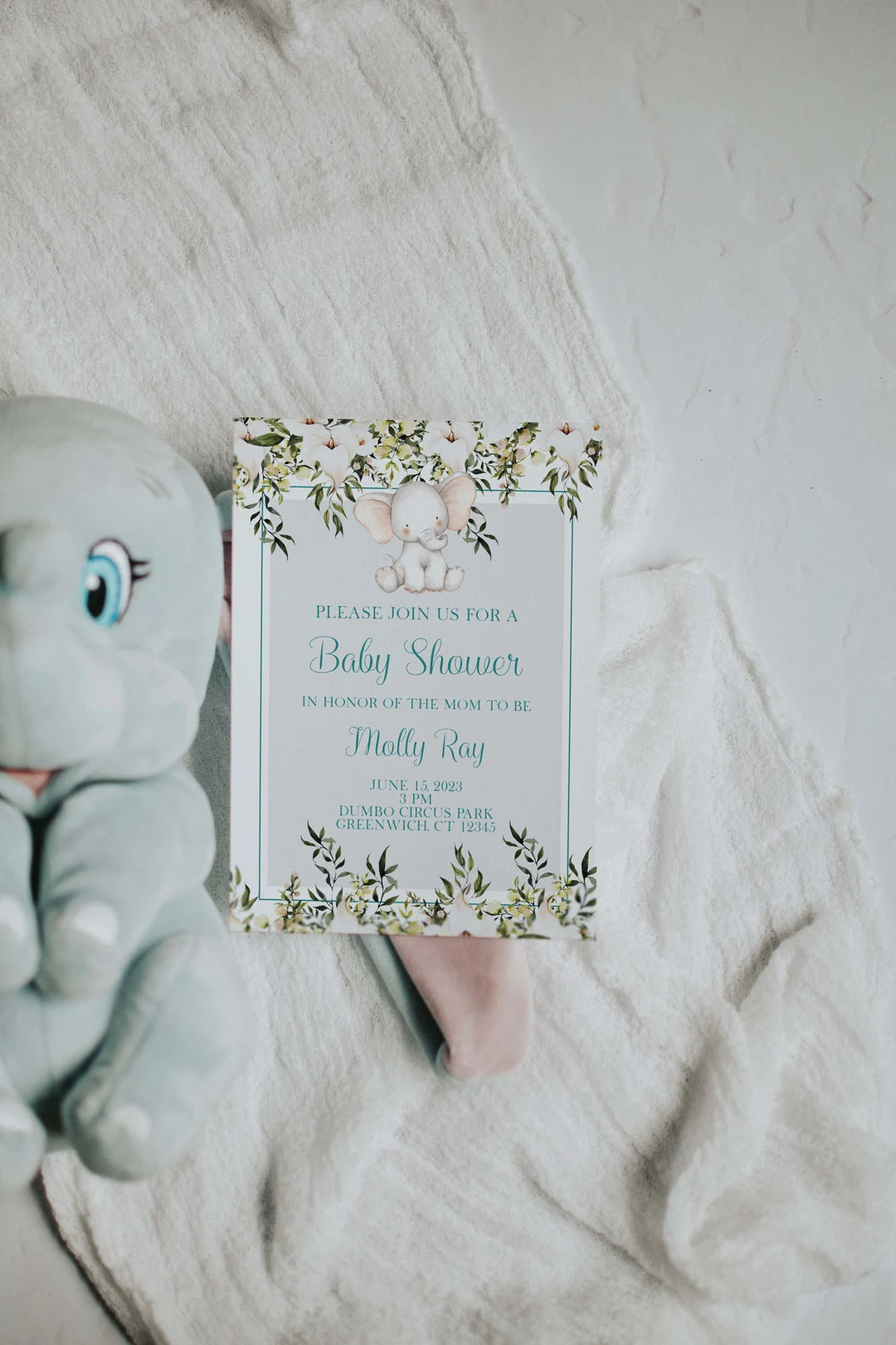 Invitation Mockup - Elephant Mockup - Dumbo Invitation Mockup - Character Mockup - 5x7 Simple Mockup - Kids Invitation Mockup - Baby Shower