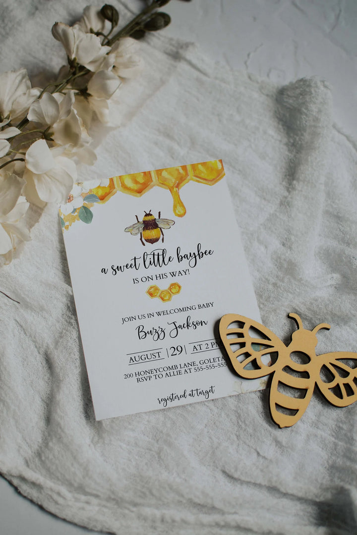Invitation Mockup - 5x7 Bee Themed Mockup - Winnie the Pooh Mockup - Boho Bee Mockup - Invitation Flatly - Invitation Mockup - 5x7 Invite