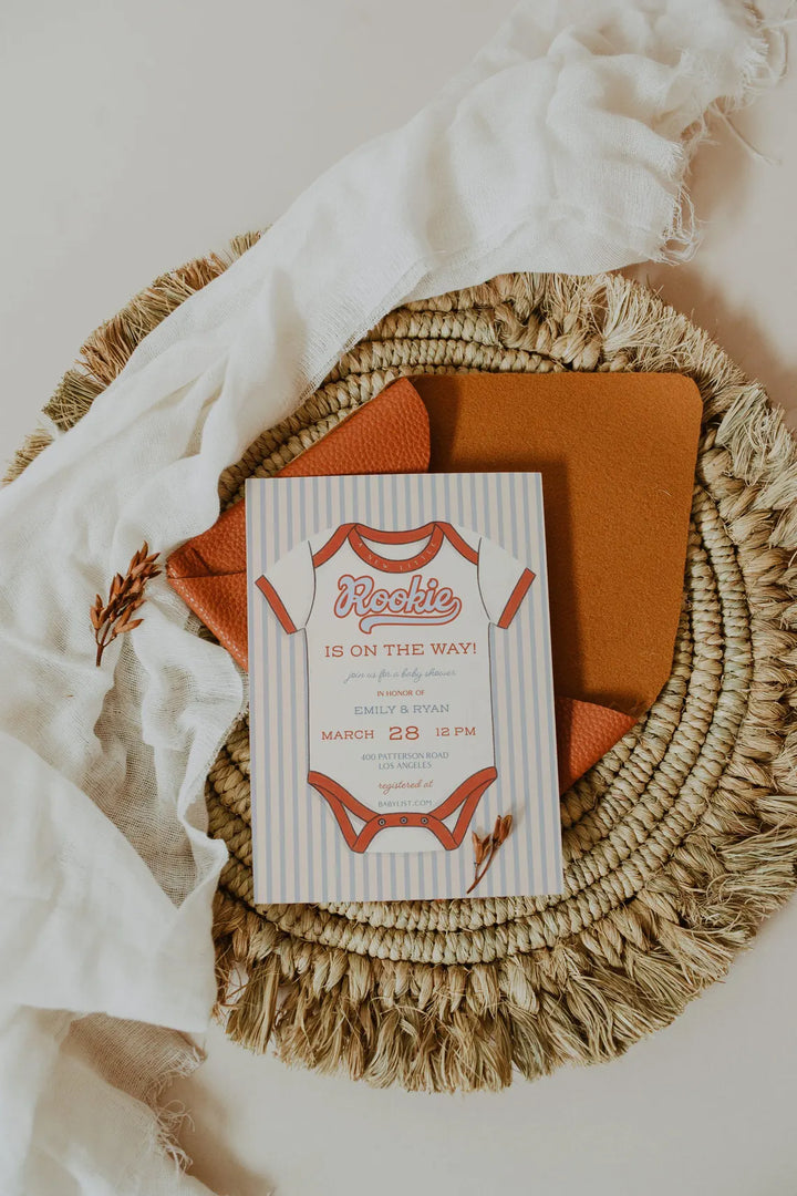 Baseball Themed Baby Shower Invitation - Rookie Baby Shower Theme - Vintage Baseball Baby Shower Invitation - New Little Rookie on the Way
