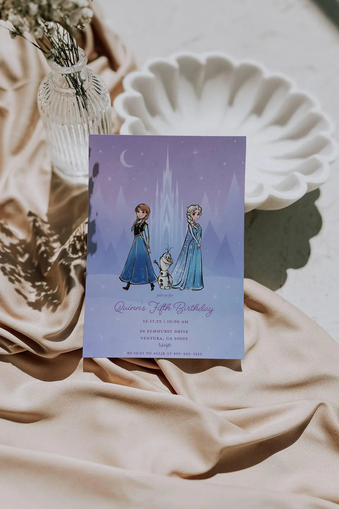 Purple Frozen Birthday Invitation - Lavender Ice Princess Invitation - Frozen Princess Birthday Invitation - Ice Princess Sisters Invitation