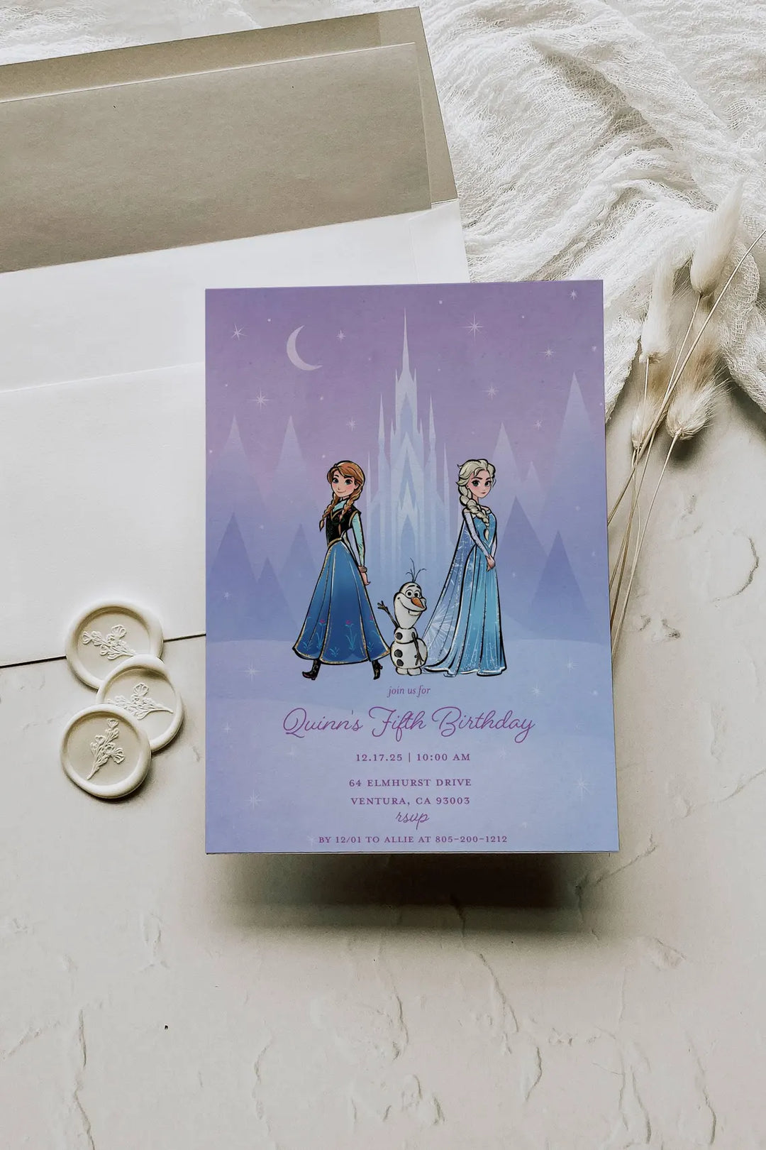 Purple Frozen Birthday Invitation - Lavender Ice Princess Invitation - Frozen Princess Birthday Invitation - Ice Princess Sisters Invitation