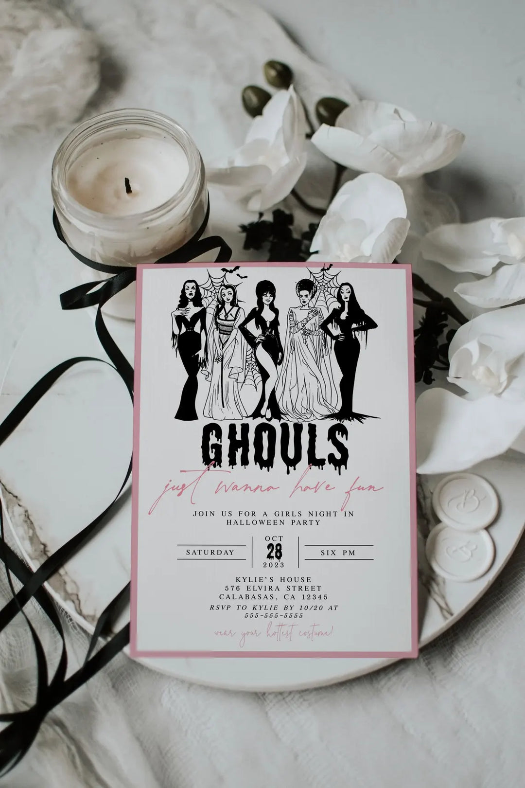Girls Halloween Night Out Invitation - Ghouls Night Out Invitation - Halloween Girls Night Invitation - Pink Halloween Invitation - GNO Card