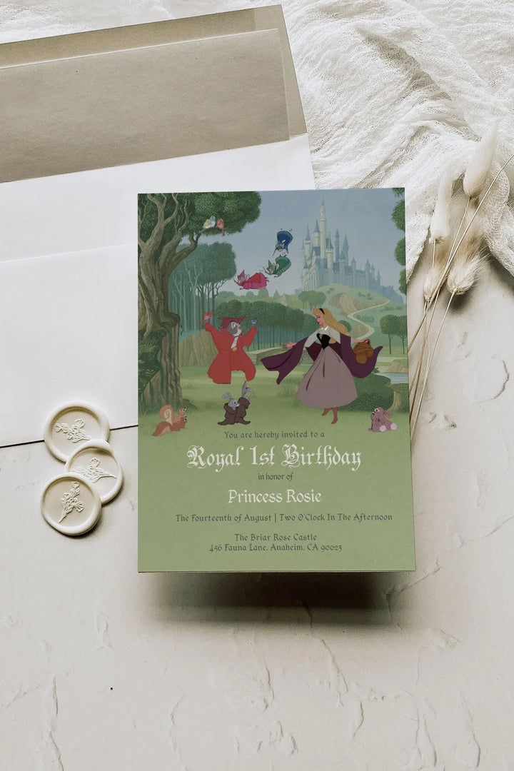 Sleeping Beauty Invitation - Vintage Briar Rose Invitation - Sleeping Beauty Invite - Vintage Princess Birthday Invitation - Princess Invite