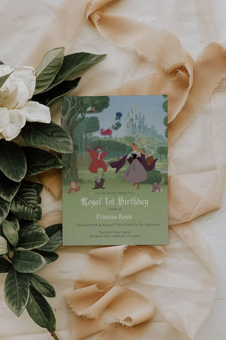 Sleeping Beauty Invitation - Vintage Briar Rose Invitation - Sleeping Beauty Invite - Vintage Princess Birthday Invitation - Princess Invite