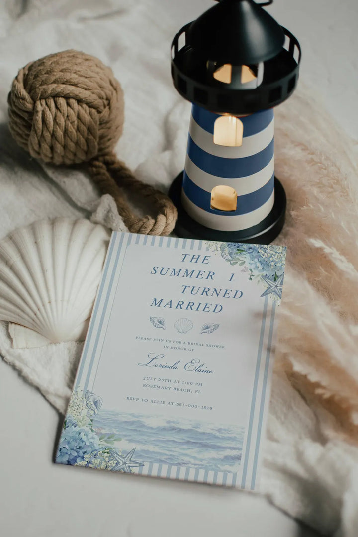 The Summer I Turned Married Invitation - Nautical Bridal Shower Invitation - TSITM Bridal Shower Invite - Coastal Bachelorette Invitation