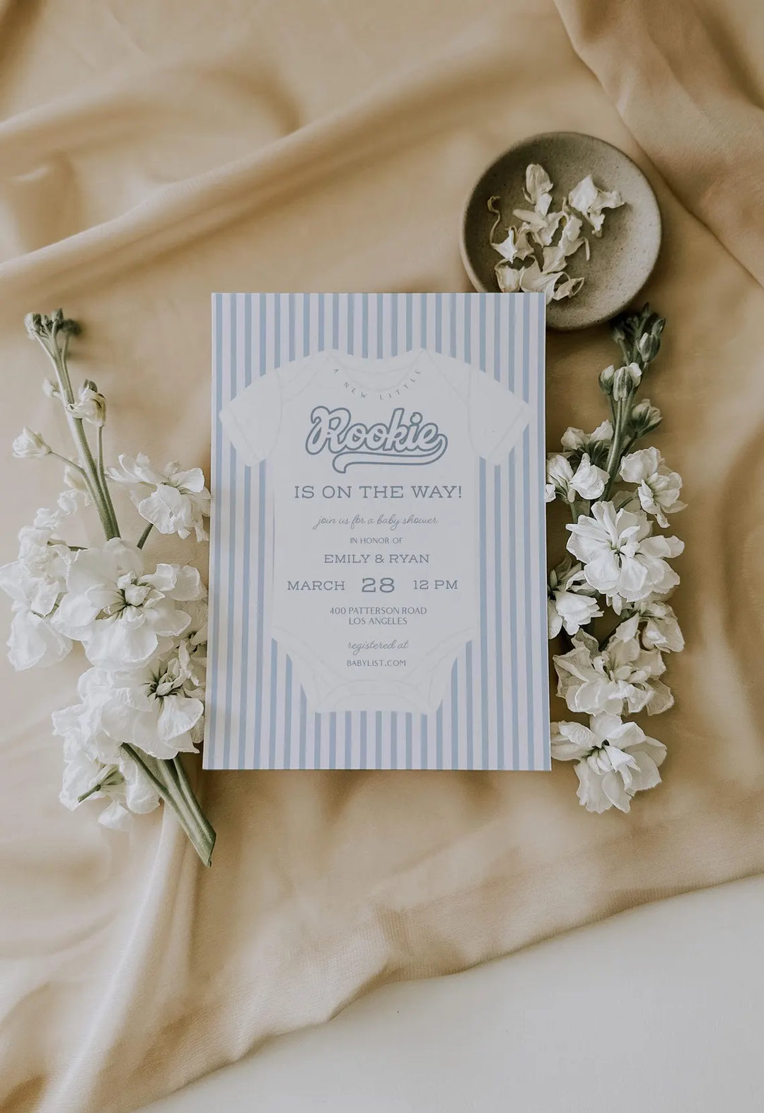 Vintage Baseball Themed Baby Shower Invitation - Rookie Baby Shower Theme - Vintage Baseball Baby Shower Invitation - Blue Baseball Shower