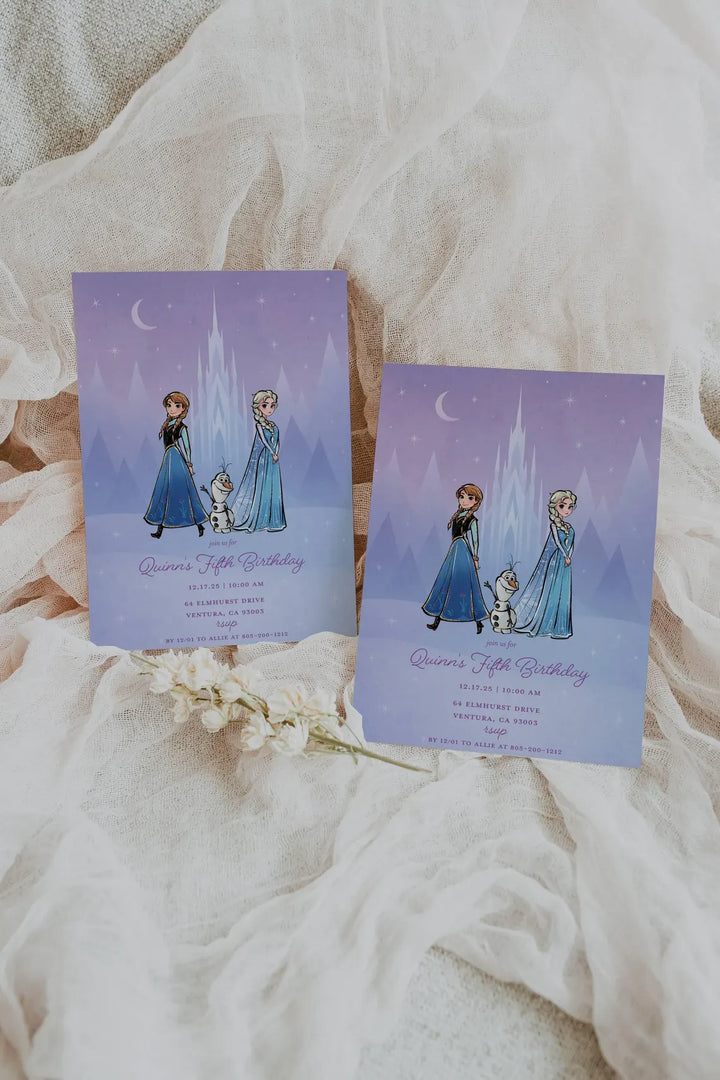Purple Frozen Birthday Invitation - Lavender Ice Princess Invitation - Frozen Princess Birthday Invitation - Ice Princess Sisters Invitation