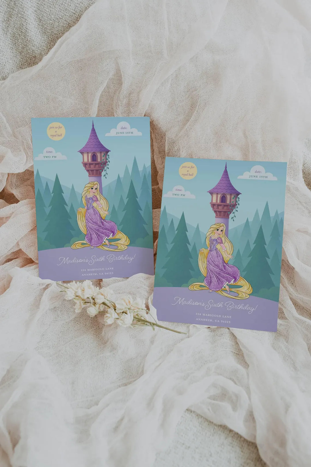 Rapunzel Birthday Invitation - Rapunzel Princess Birthday Invite - Kids Princess Birthday Invitation - Girls Rapunzel Invitation - Purple Rapunzel Invitation