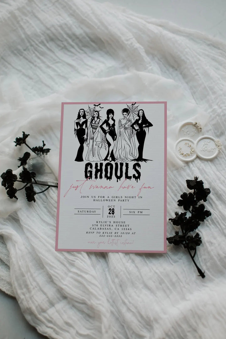 Girls Halloween Night Out Invitation - Ghouls Night Out Invitation - Halloween Girls Night Invitation - Pink Halloween Invitation - GNO Card