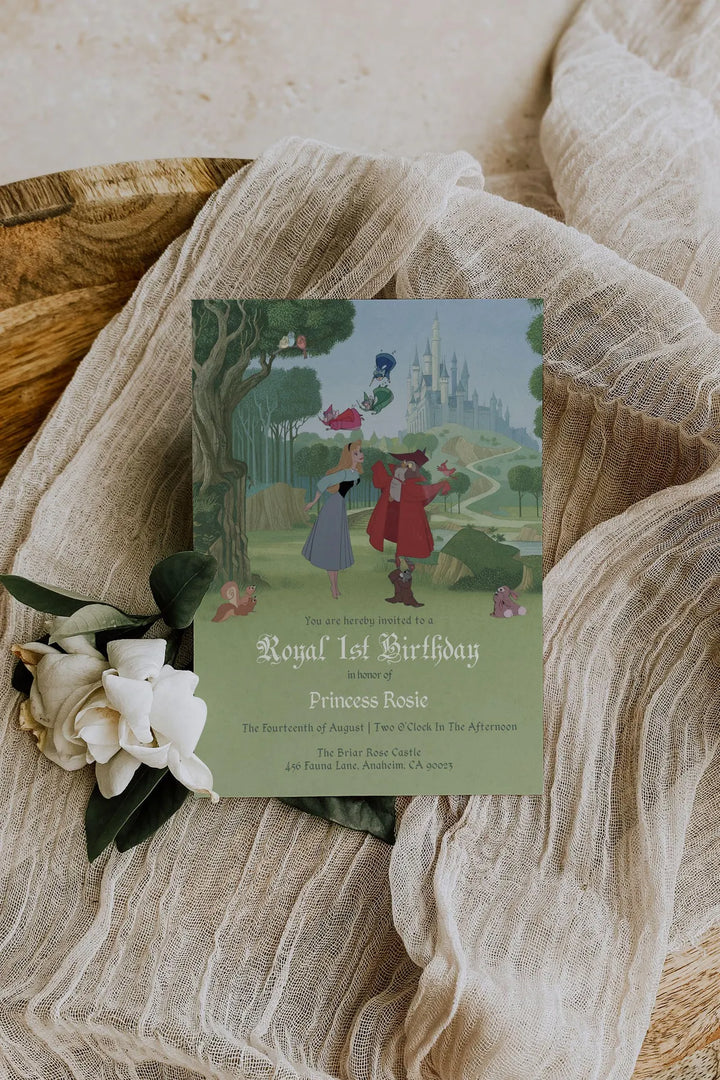Vintage Sleeping Beauty Birthday Invitation - Vintage Fairy Tale Invitation - Classic Briar Rose Invitation - Classic Princess Invitation