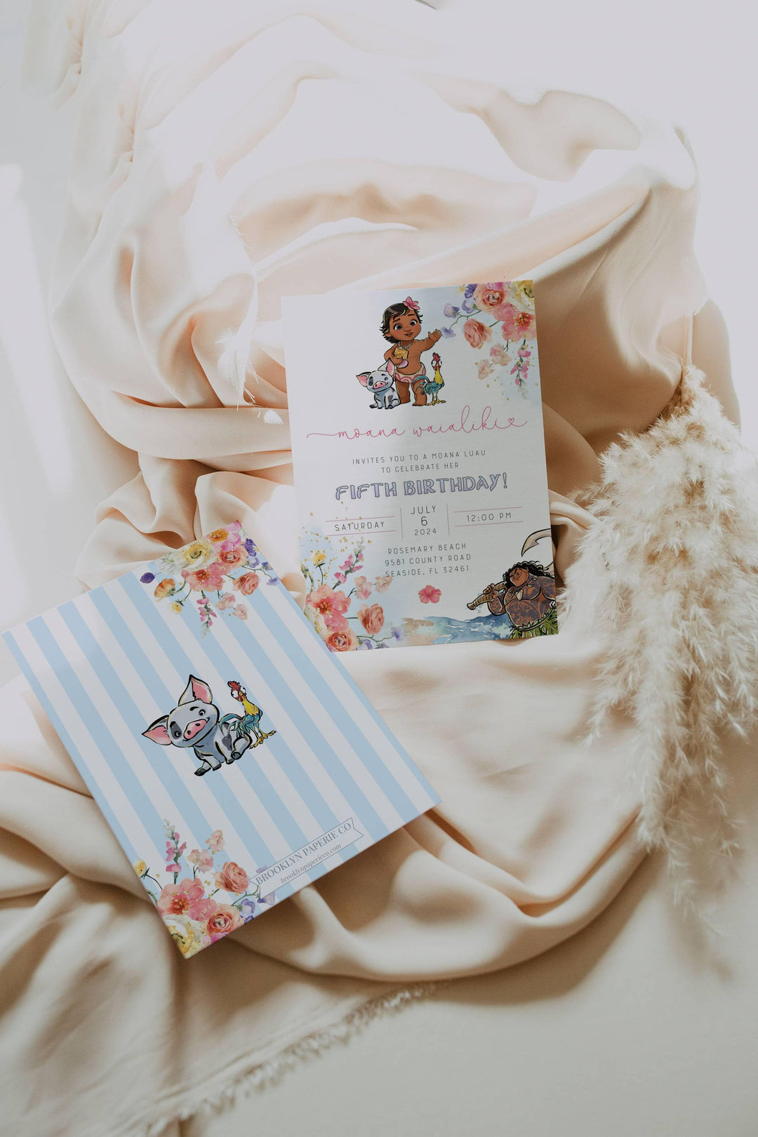 Moana Birthday Invitation - Editable Moana Invitation - Floral Moana Invitation - Moana Luau Invitation - Moana Birthday Evite - Moana 2