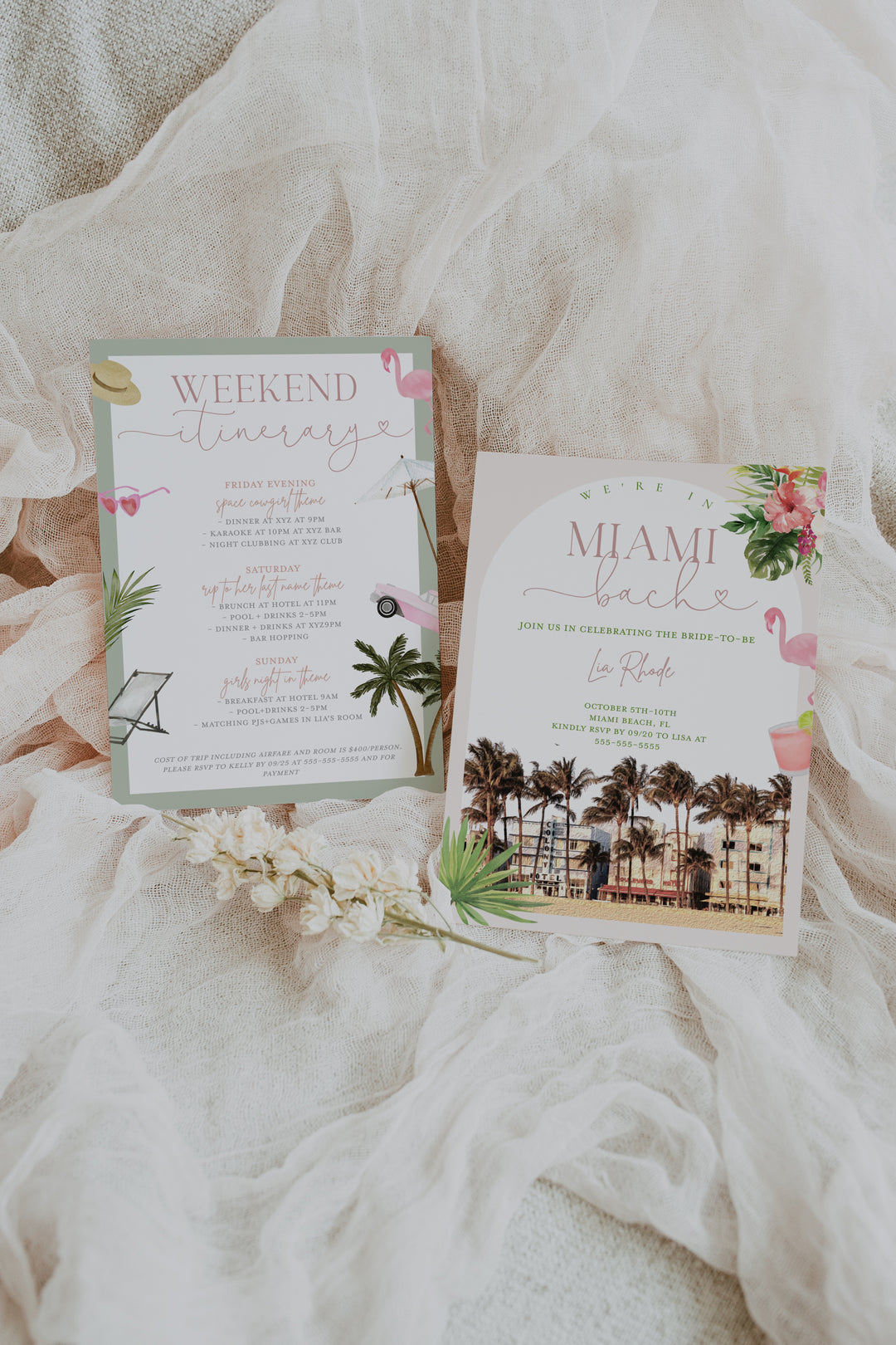 Miami Bachelorette Invitation - Miami Girls Trip Invitation - Miami Bachelorette Itinerary - Miami Bachelorette Weekend - Miami Invitation