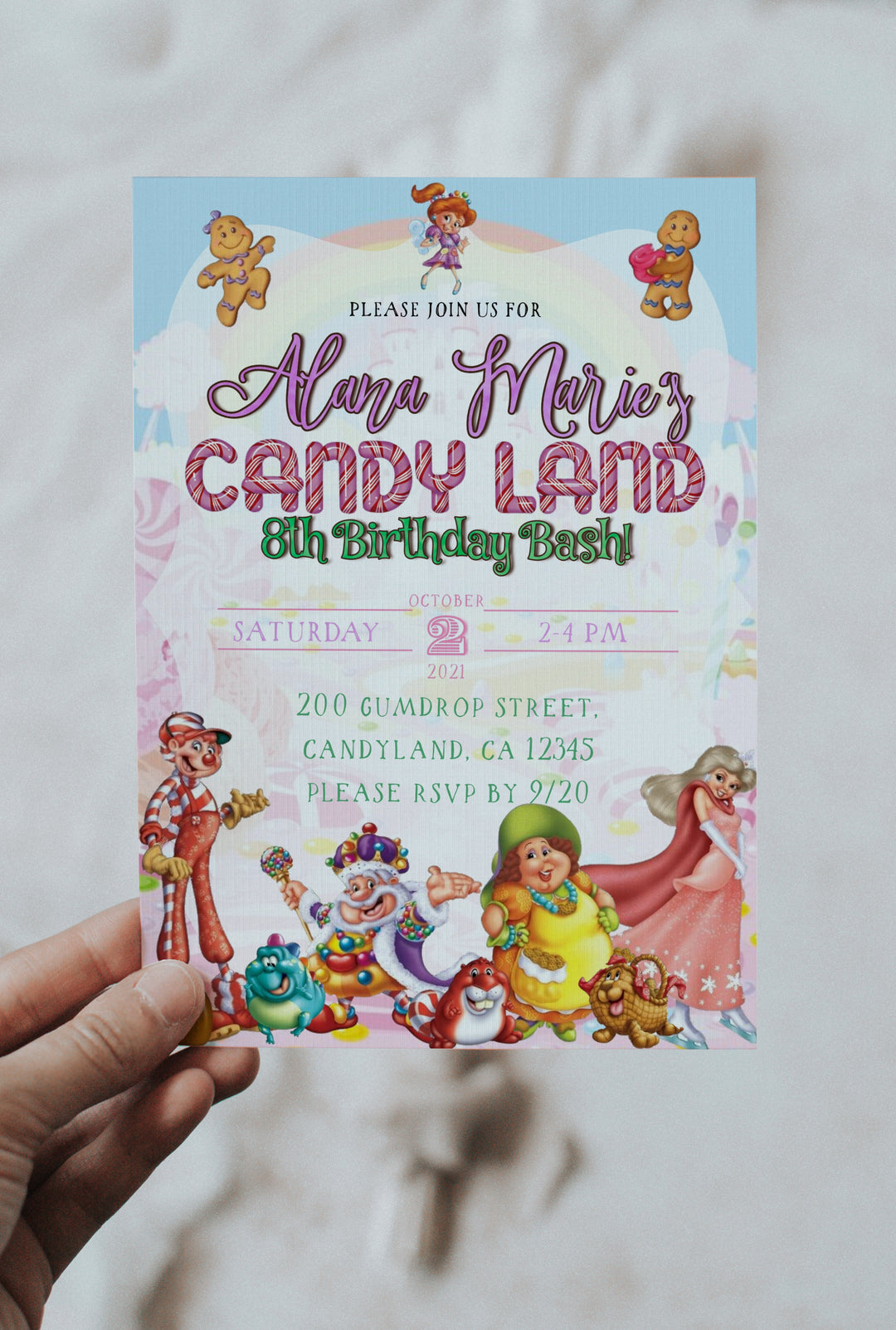 Candyland Birthday Invitation - Candyland Board Game Birthday Theme - Board Game Birthday Invitation - Girls Candyland Birthday Invitation