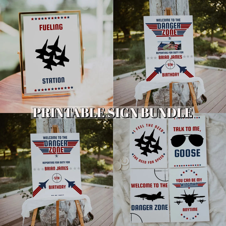 Airplane Theme Birthday Sign - Fighter Pilot Birthday Welcome Sign - Pilot Theme Table Sign - Airplane Fueling Station Sign - Customizable