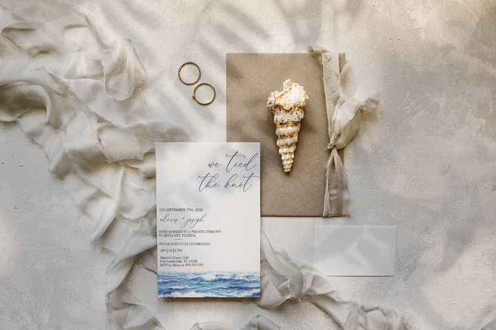 Nautical Beach Wedding Invitation - Beach Elopement Invitation - Beach Reception Invitation - Nautical Wedding Reception Invitation - Beachy