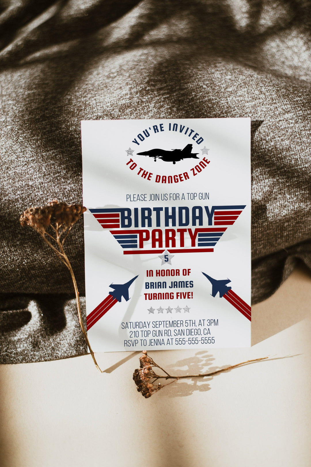 Fighter Pilot Birthday Invitation - Top Gun Birthday Party - Fighter Jet Pilot Birthday Game - Top Gun Birthday Invitation Suite - Top Gun