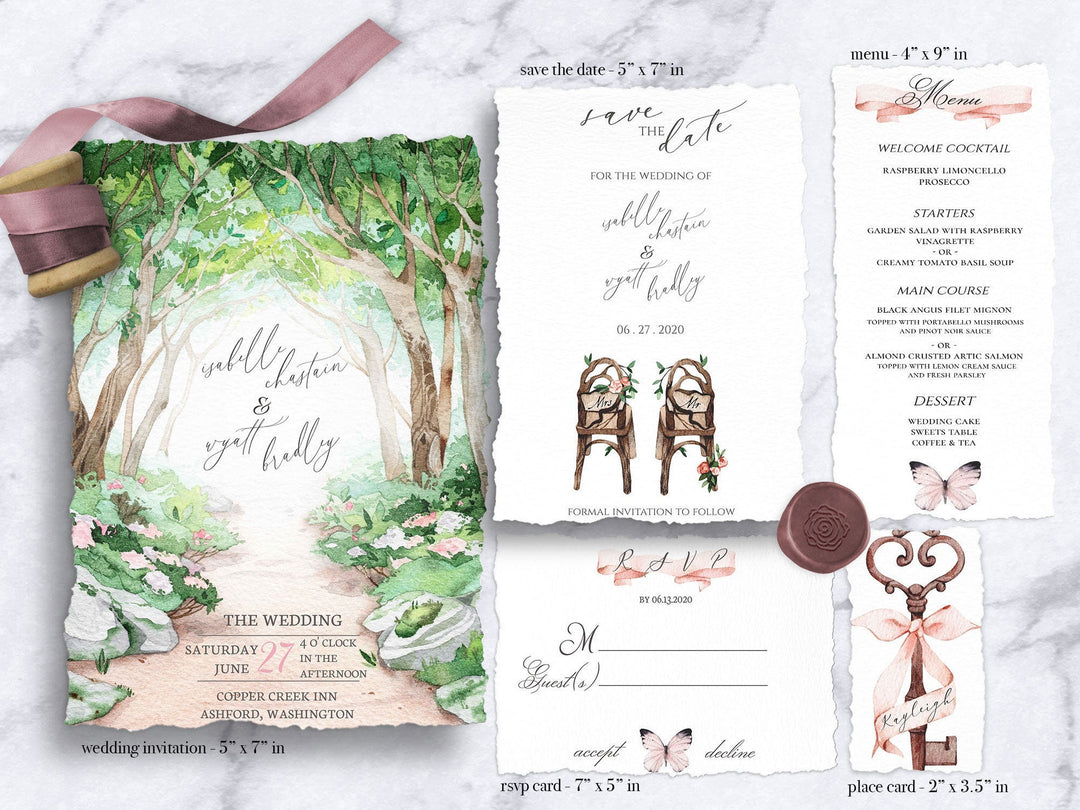 Enchanted Forest Wedding Invitation Suite - Garden Wedding Invitation - Forest Wedding Invitation - Wedding Invitation Suite - Garden Party