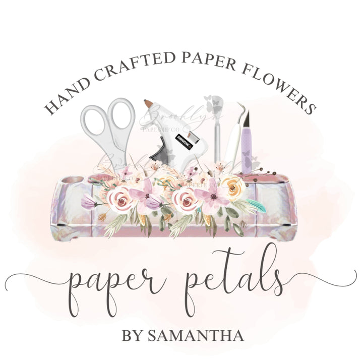 Paper Flower Maker Logo - Paper Flower Creator Logo - Cardstock Flower Creator Logo - Cricut Flower Maker Logo - Crafty Premade Logo Design
