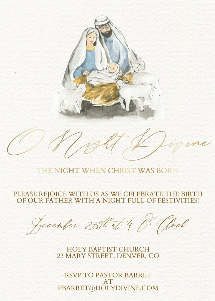 Religious Christmas Invitation - Church Christmas Party Invitation - Christian Christmas Invitation - Baby Jesus Christmas Invitation