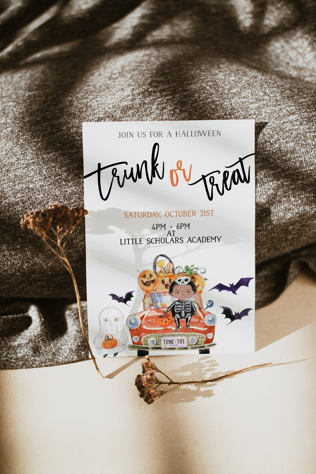 Trunk or Treat Halloween Invitation - COVID Halloween Party Invitation - 2020 Halloween Party Ideas - 2020 Halloween Invitation - Costumes