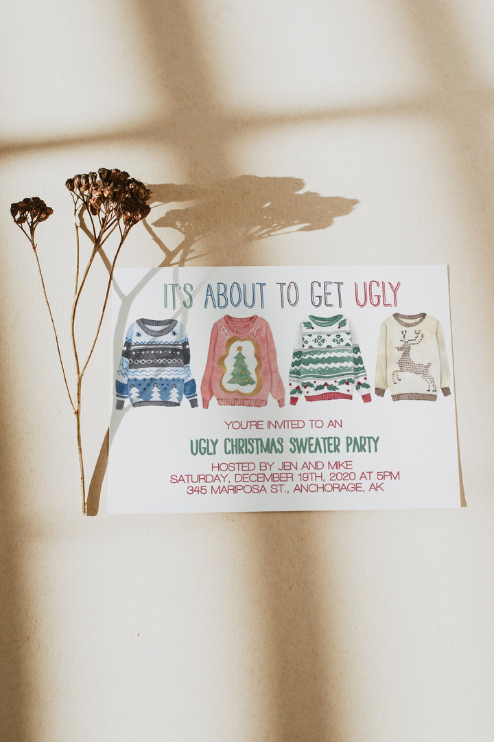 Ugly Christmas Sweater Party Invitation - Christmas Sweater Party - Family Christmas Party Invitation - Ugliest Christmas Sweater Invitation