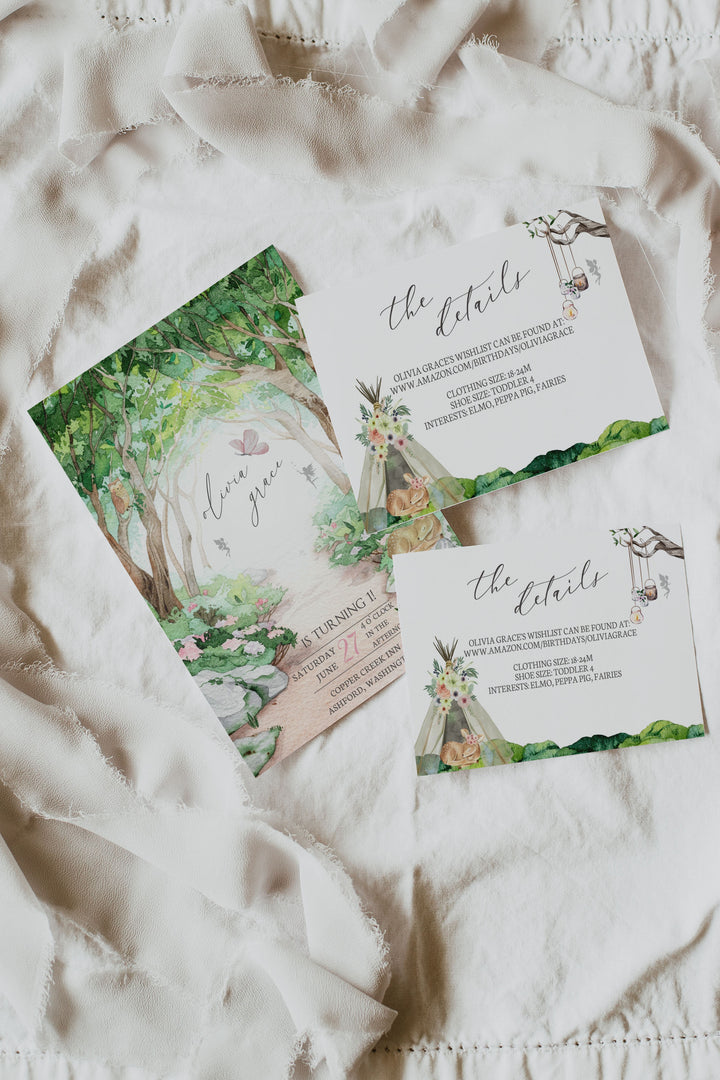 Woodland Secret Fairy Garden Forest Birthday Invitation - Boho Enchanted Forest Woodland Birthday Invitation - Printable Invitation - Fairy