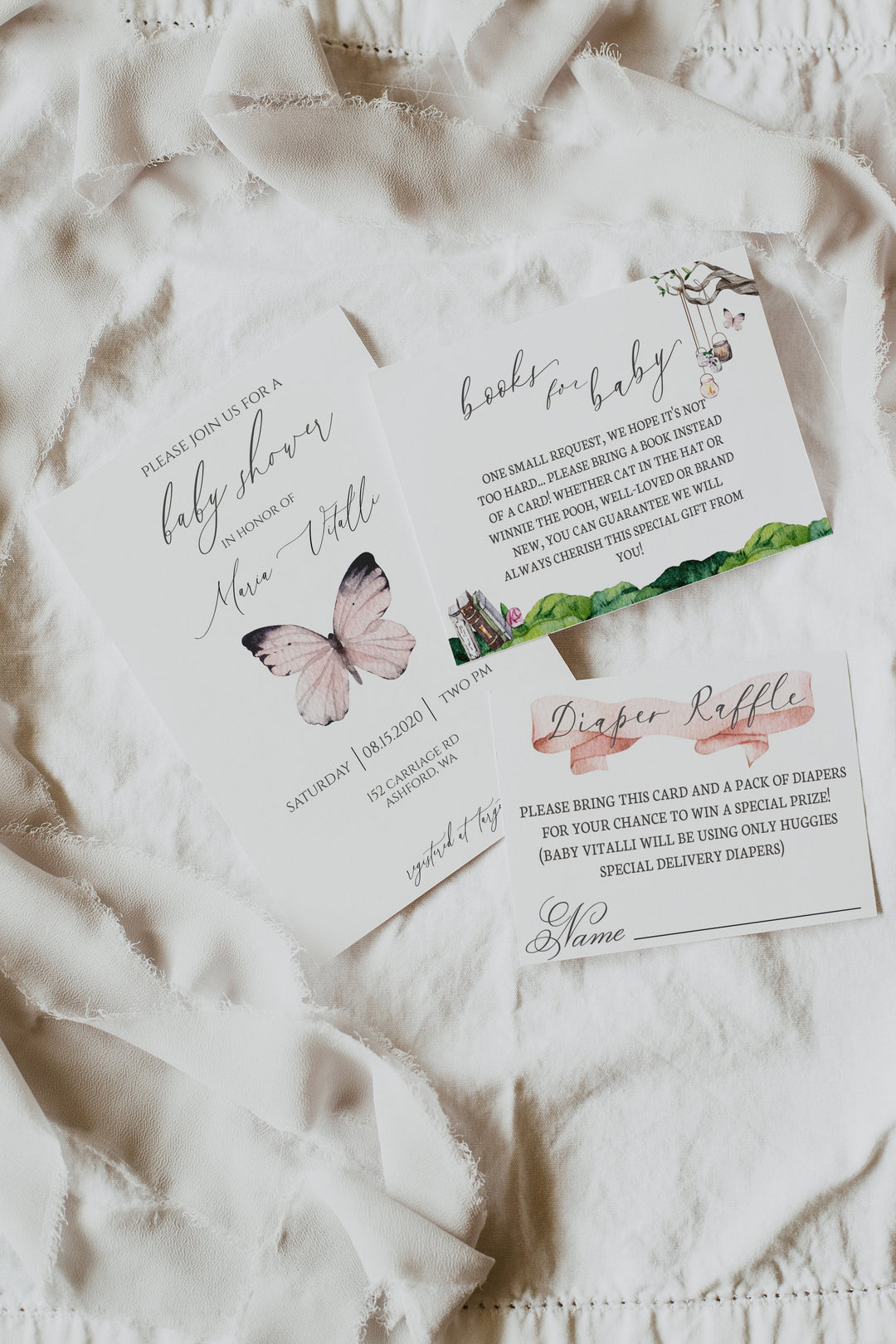 Butterfly Baby Shower Invitation - Secret Garden Baby Shower Invitation - Enchanted Forest Books for Baby Card - Woodland Baby Shower