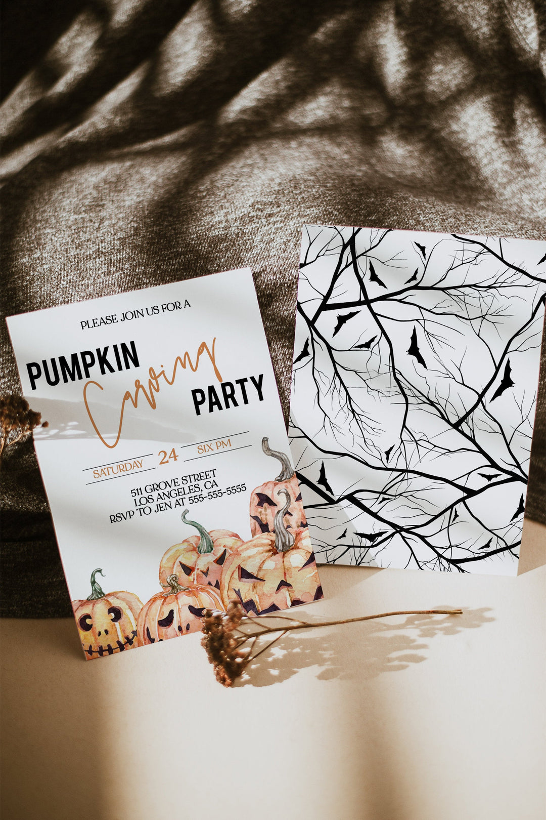 Pumpkin Carving Party Invitation - Jack O' Lantern Invitation - Halloween Party Invitation - Halloween Pumpkin Carving Invitation - Editable