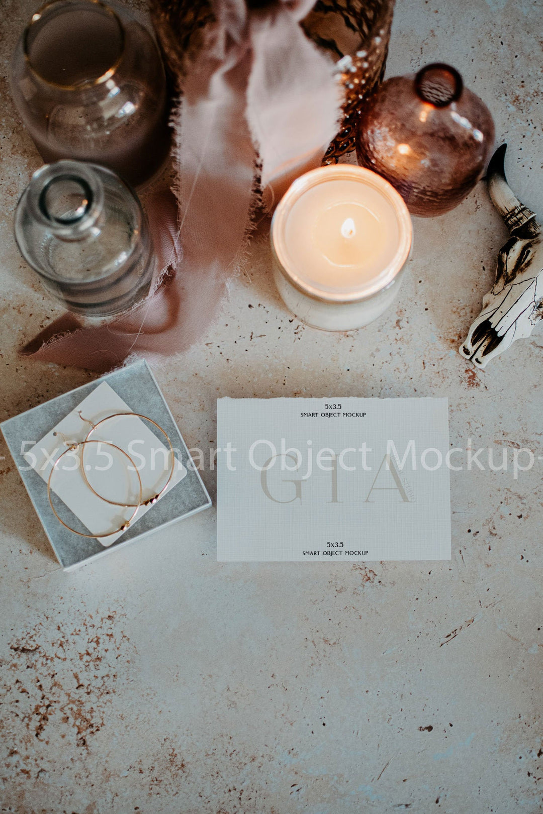 Care Card Mockup - Jewelry Care Card Mockup - Jewelry Business Card Mockup - Business Branding Mockup - Boho 5x3.5 Mockup - PSD Smart Object