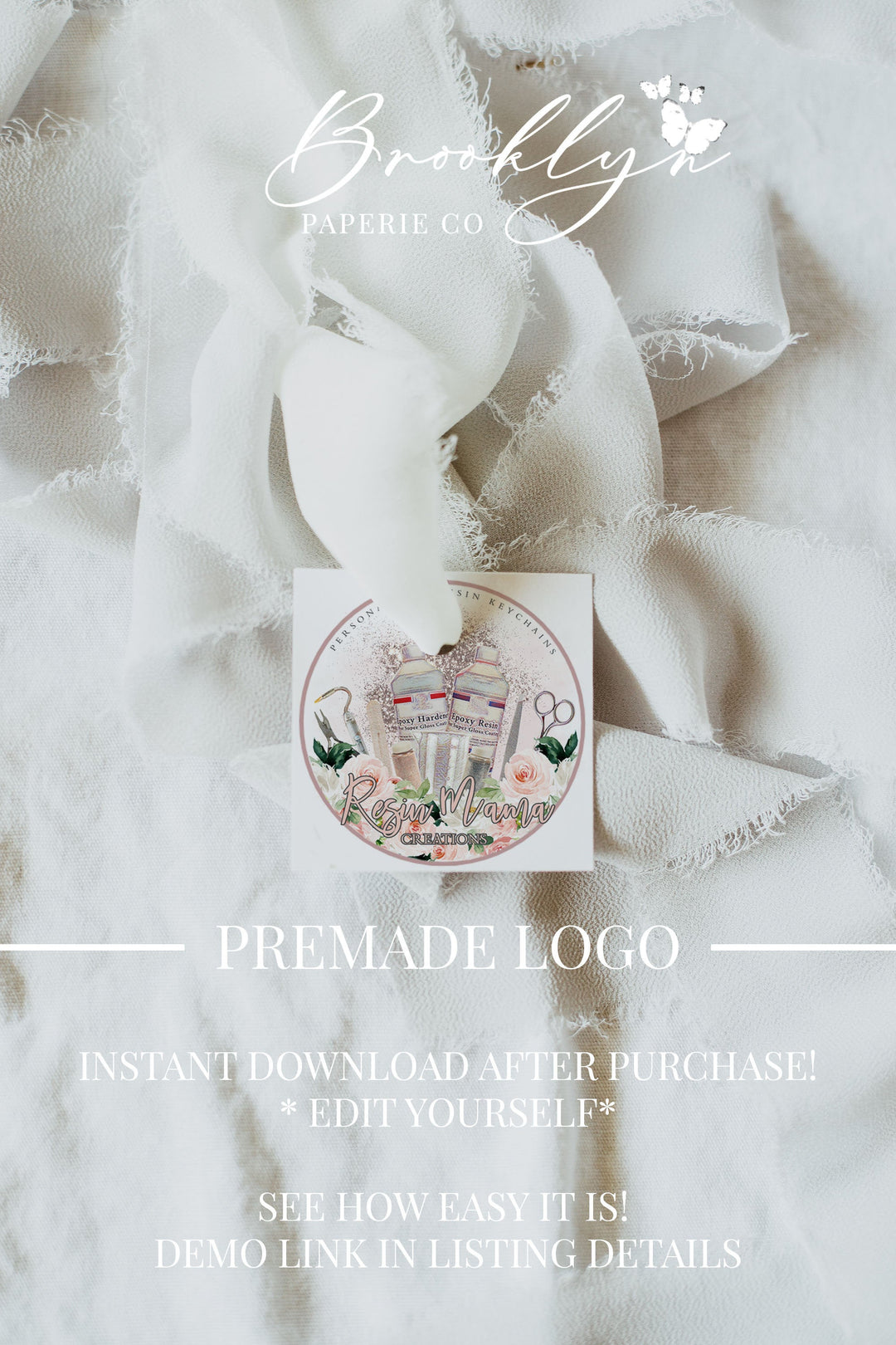 Floral Resin Business Logo - Resin Jewelry Business Logo - Resin Crafter Business Logo - Resin Instagram Shop Logo - Resin Keychain Logo