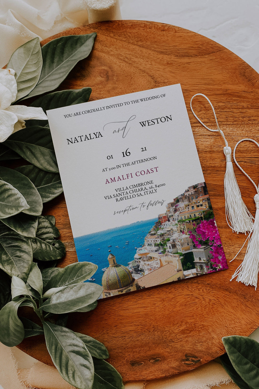 Amalfi Coast Wedding Invitation - Postiano Amalfi Coast Wedding Invitation - Italian Riviera Wedding Invitation - Ravello Italy Invitation