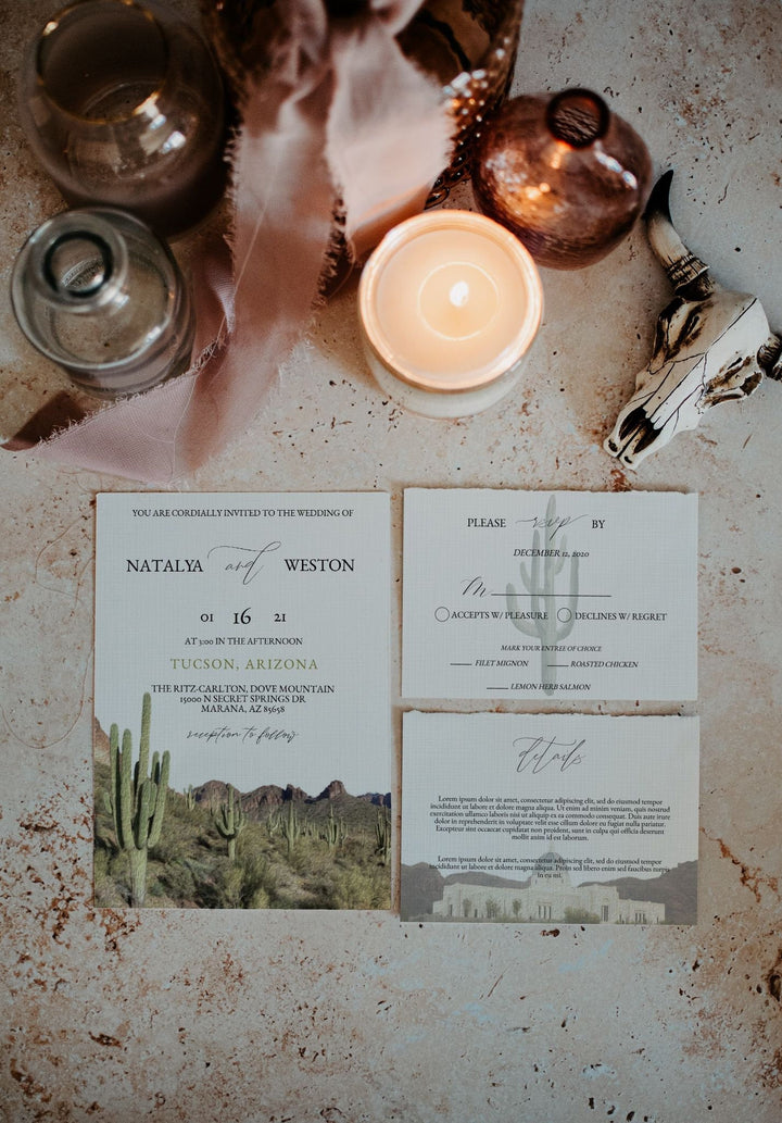 Tucson Arizona Destination Wedding Invitation - Cactus Desert Wedding Invitation - Arizona Elopement Wedding - Tucson Destination Wedding