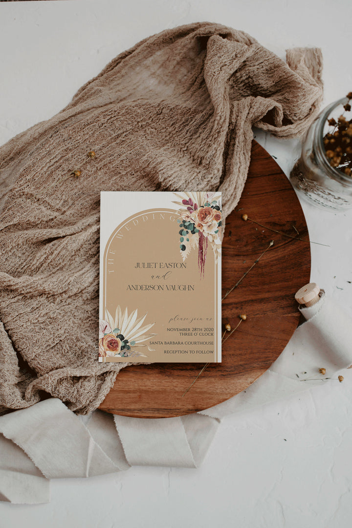 Boho Invitation Mockup - 5x7 Boho Invitation Mockup - Neutral Earthy Stationary Mockup - 5x7 Smart Object Mockup - Invitation Mockup PSD