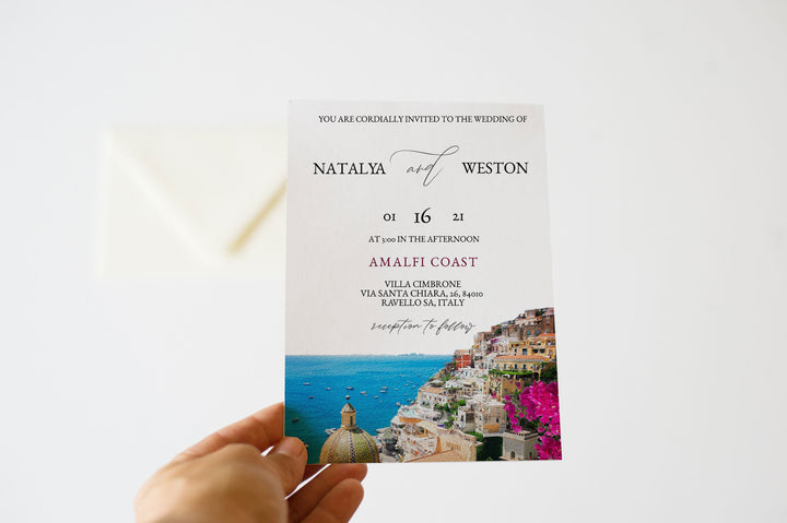 Amalfi Coast Wedding Invitation - Postiano Amalfi Coast Wedding Invitation - Italian Riviera Wedding Invitation - Ravello Italy Invitation