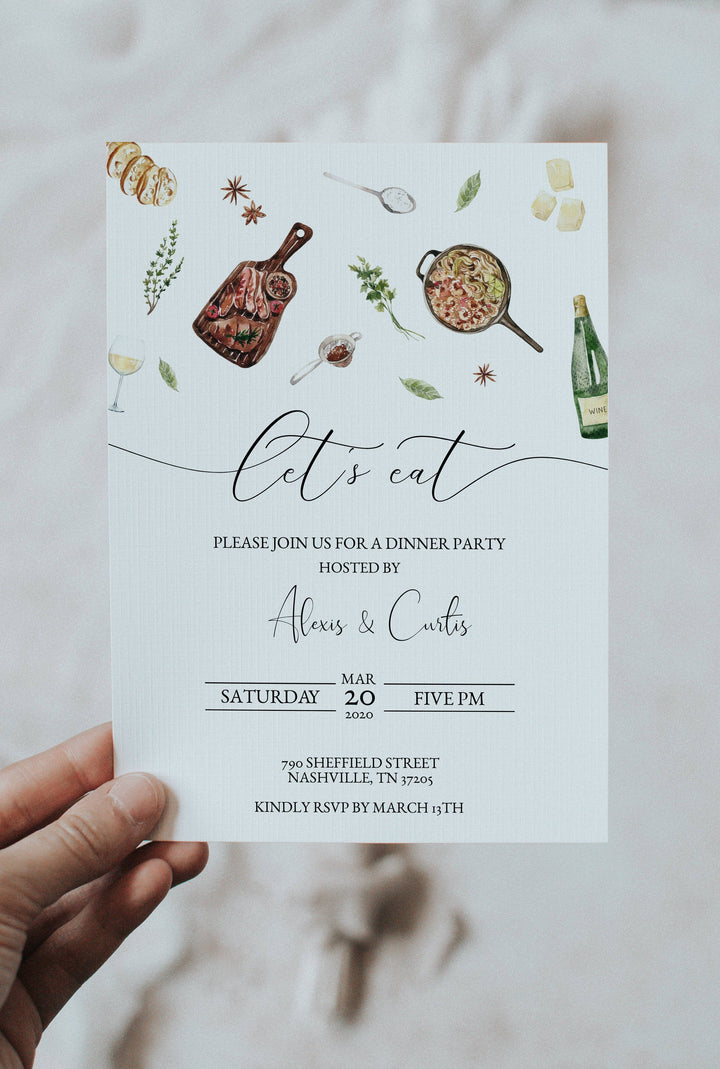 Dinner Party Invitation - Classy Dinner Party Invitation - Rehearsal Dinner Invitation - Birthday Dinner Invitation - Family Dinner Invite