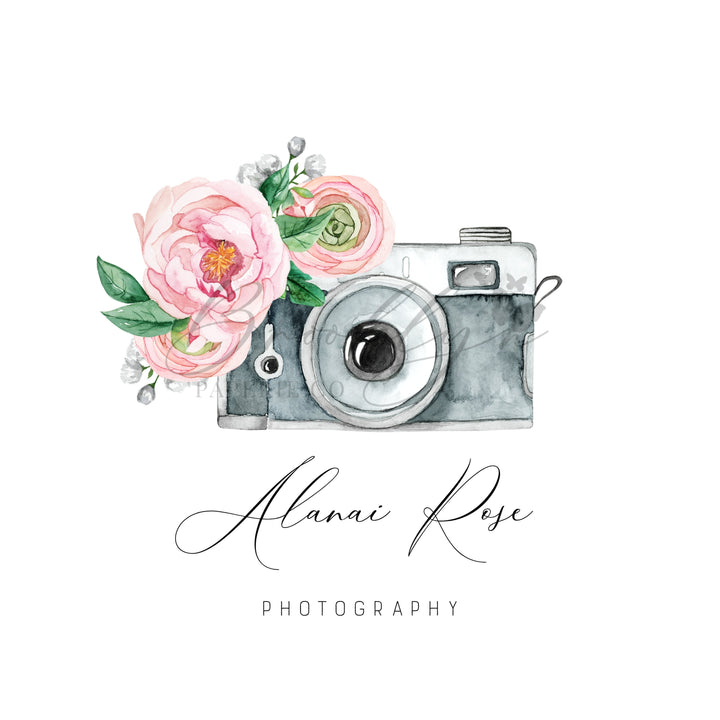 Photographer Logo - Watercolor Photography Logo - Simple Photographer Logo - Floral Photographer Logo - Cursive Photographer Logo - Premade