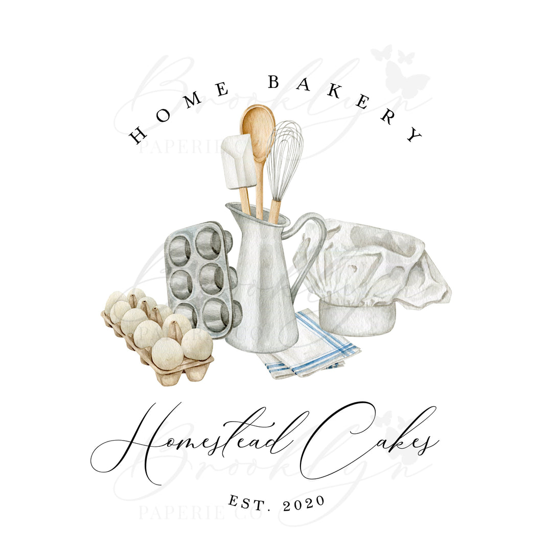 Home Bakery Logo - Farmhouse Bakery Logo - Chef Logo - Bakery Business Logo - Rustic Farmhouse Bakery Logo - Simple Bakery Logo - Baker Logo