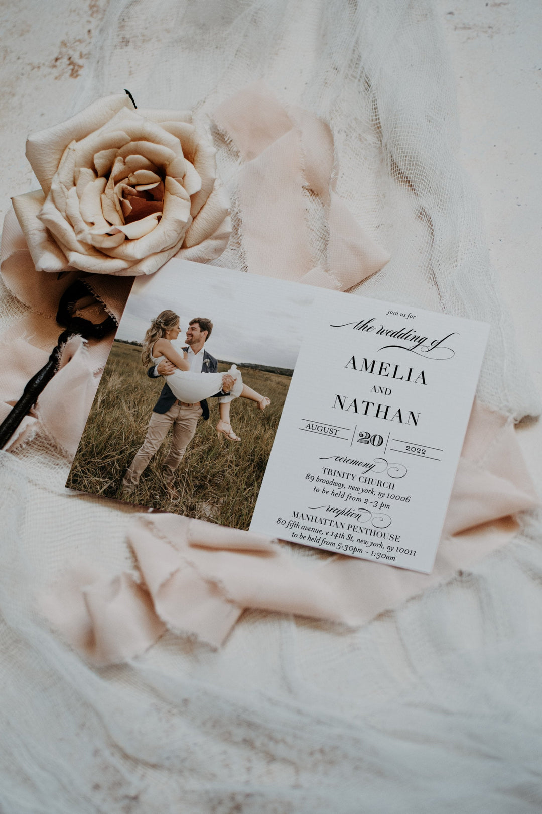Church Wedding Invitation - Wedding Invitation with Picture - Classic Wedding Invitation - Simple Wedding Invite - Elegant Wedding Invite