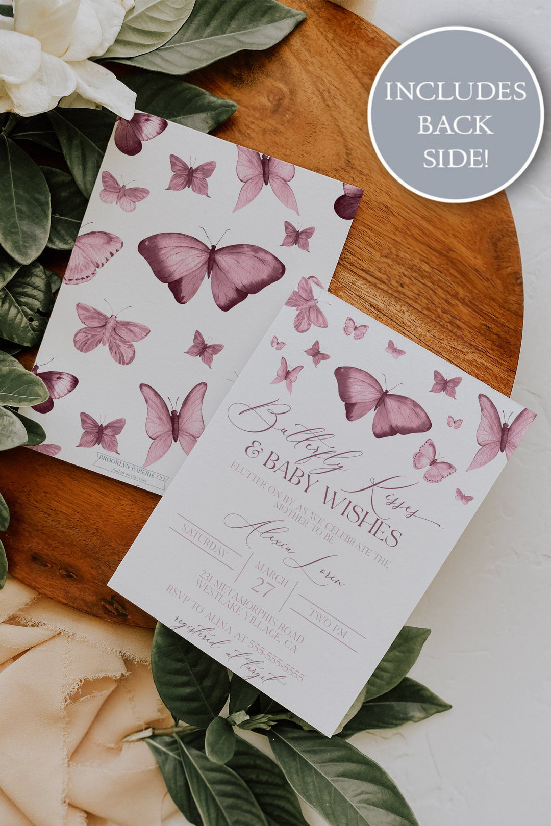 Pink Butterfly Baby Shower Invitation - Butterfly Kisses Baby Shower Invitation - Flutter On By Baby Shower Invitation - Butterfly Baby